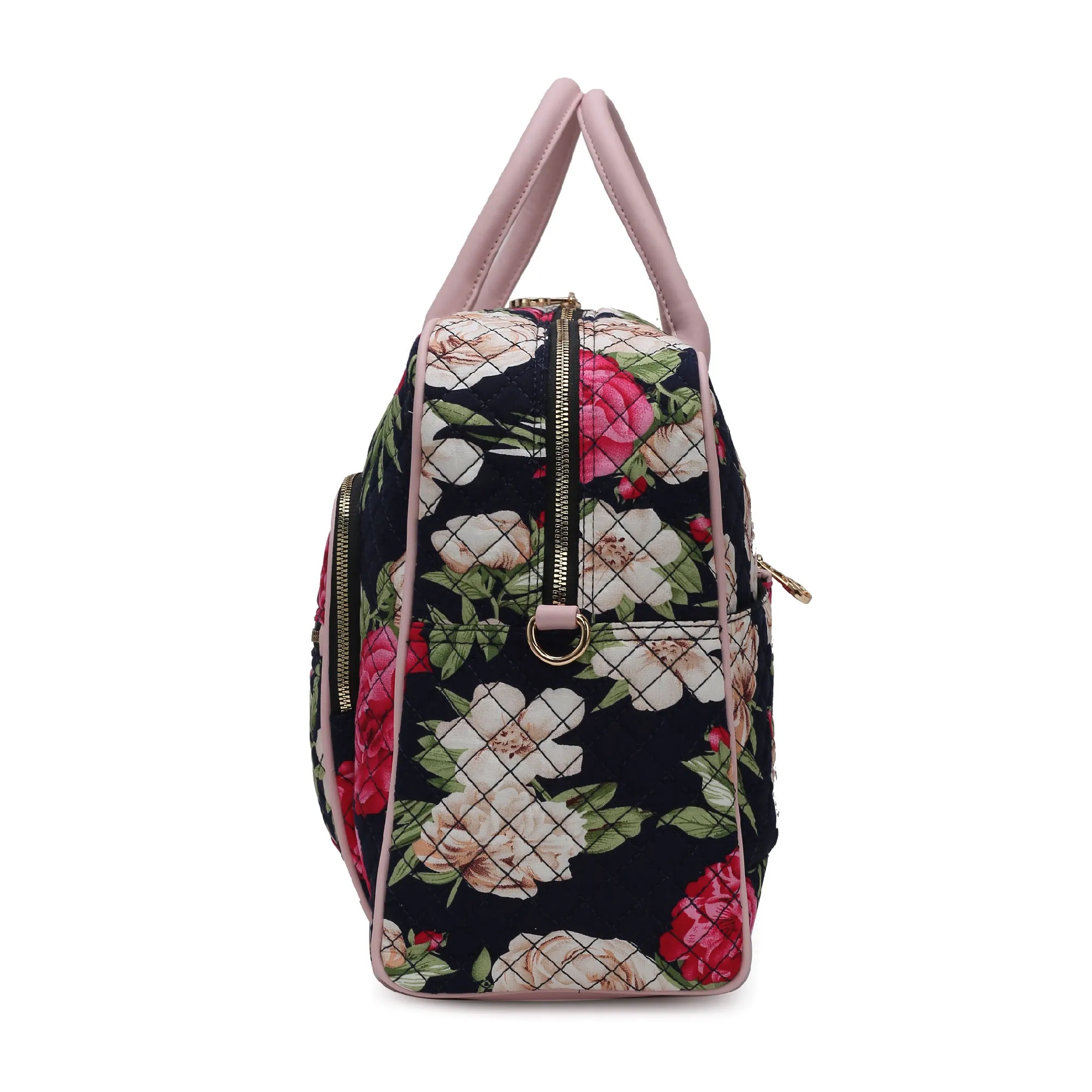 MKF Collection Jayla Quilted Cotton Botanical Pattern Women Duffle Bag by Mia k