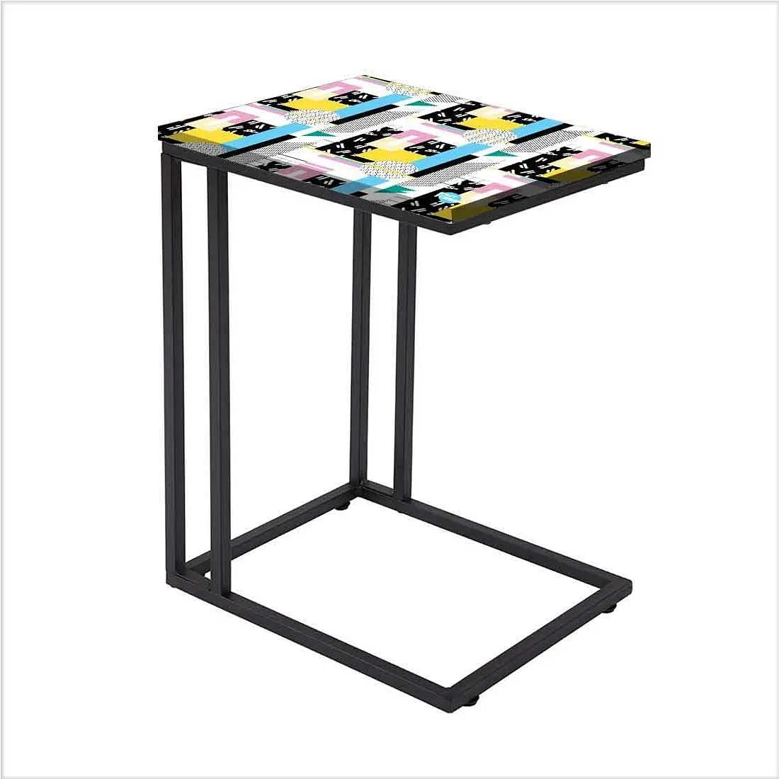 Modern C Shaped End Table - Mix Box Pattern