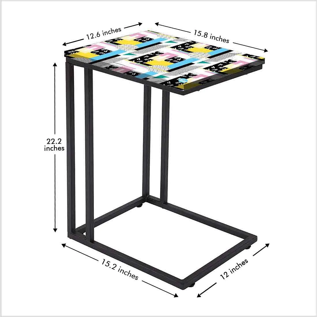 Modern C Shaped End Table - Mix Box Pattern