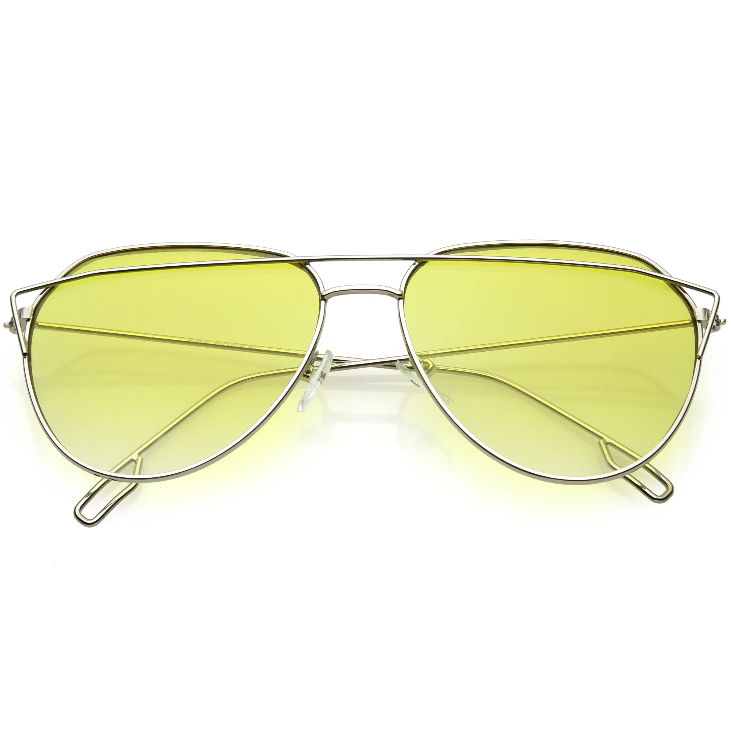 Modern Metal Slim Crossbar Gradient Lens Aviator Sunglasses C628