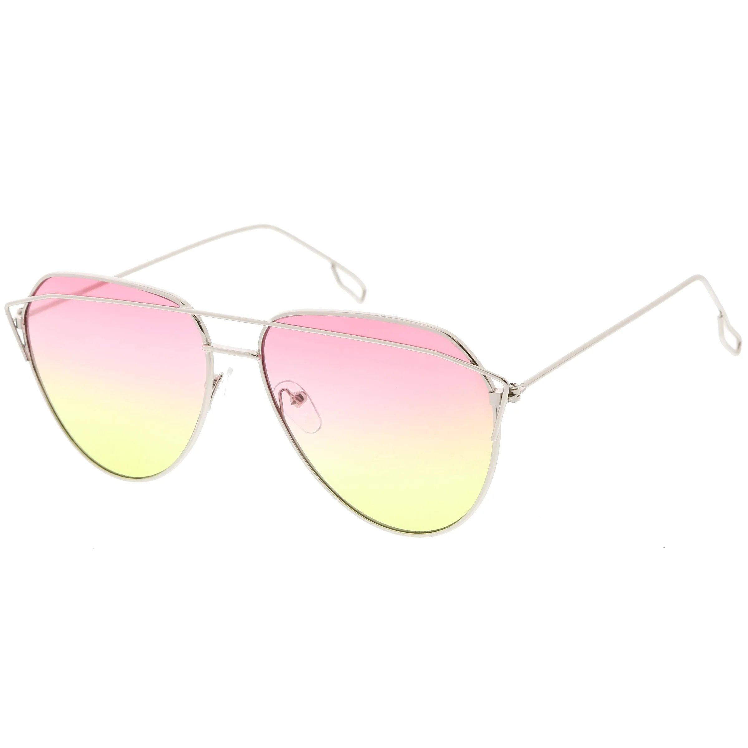 Modern Metal Slim Crossbar Gradient Lens Aviator Sunglasses C628