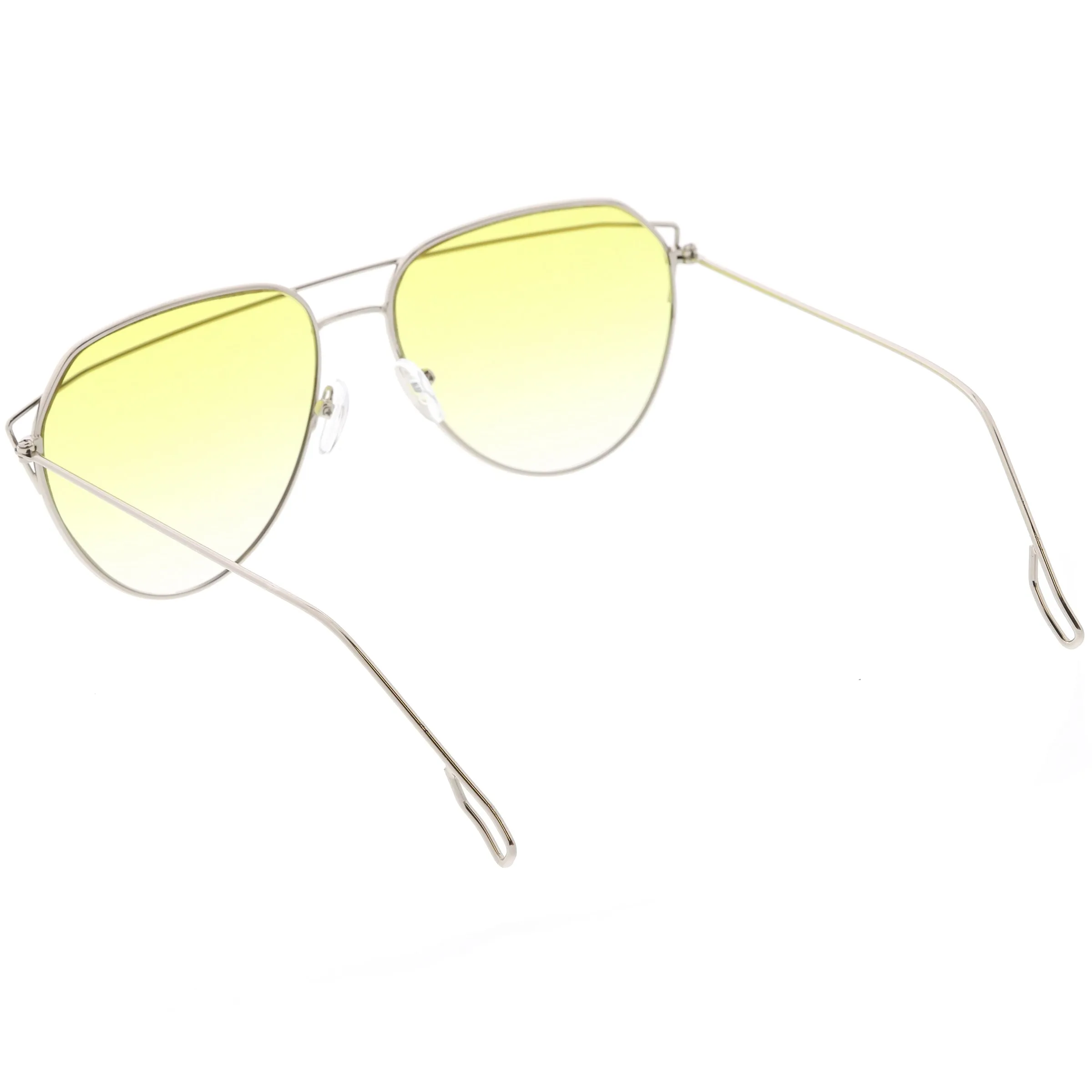 Modern Metal Slim Crossbar Gradient Lens Aviator Sunglasses C628