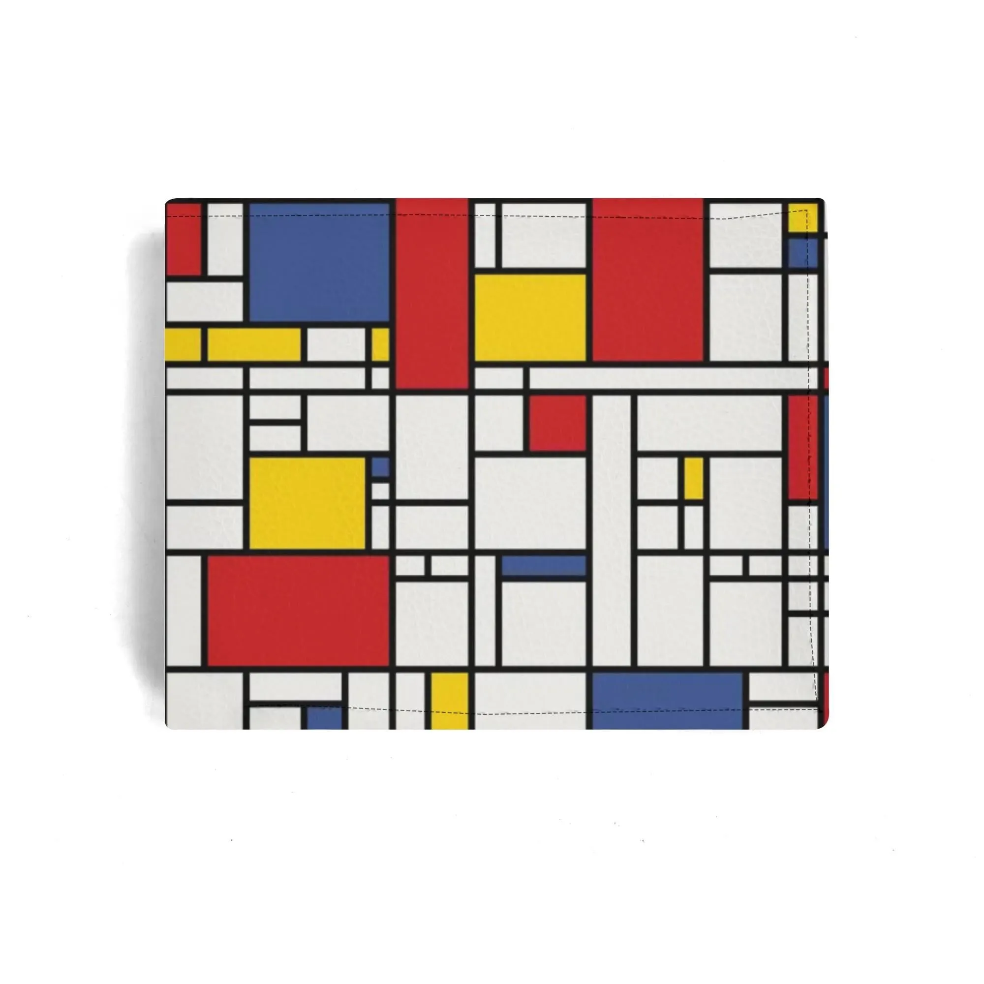 Mondrian Print Wallet, Retro Wallet Men, Red Blue Geometric Mid Century style Wallet,  Bifold Wallet Men, PU Leather Wallet Men