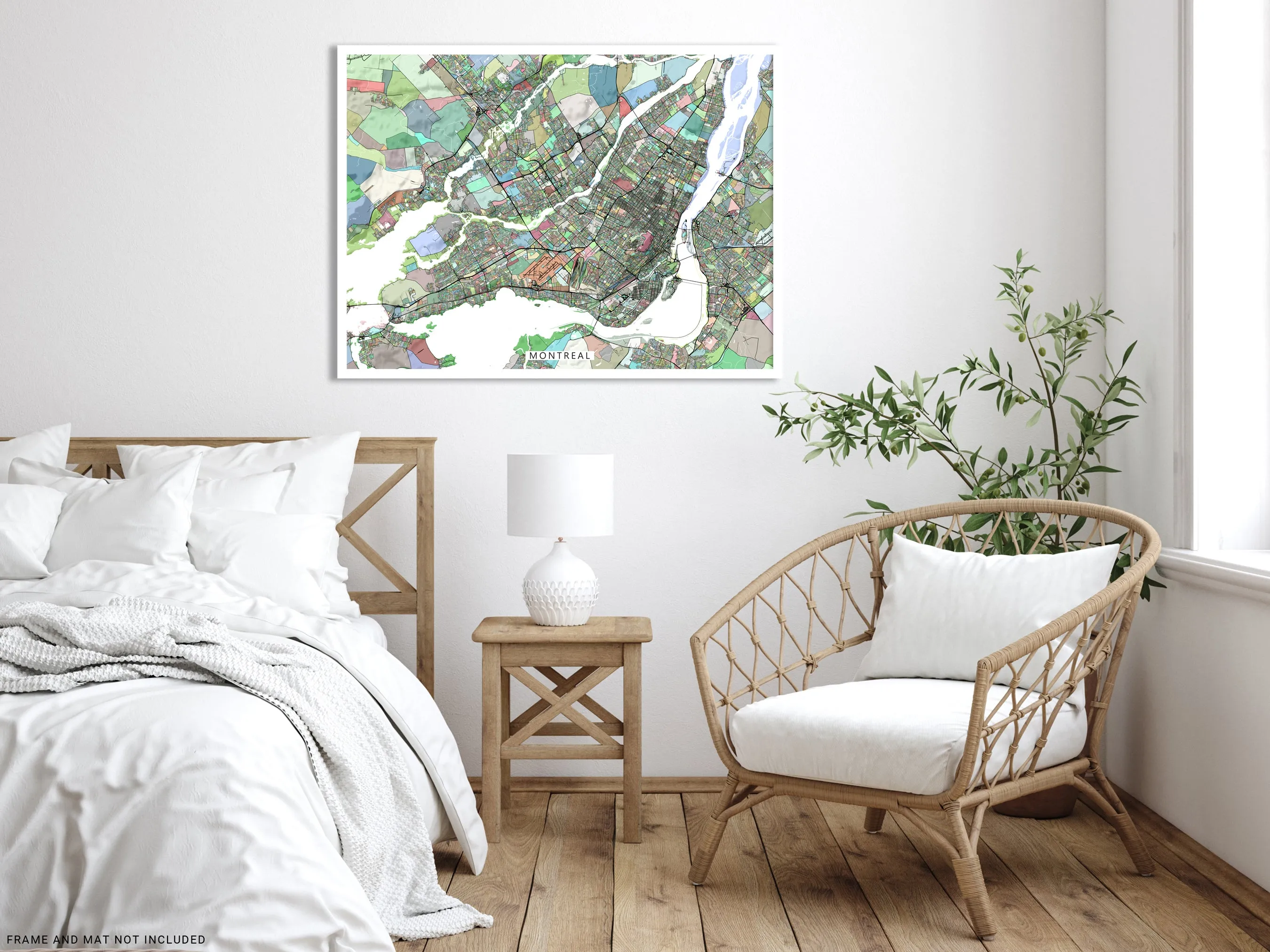 Montreal Map Wall Art Print, Geometric Quebec Canada City Poster Maps