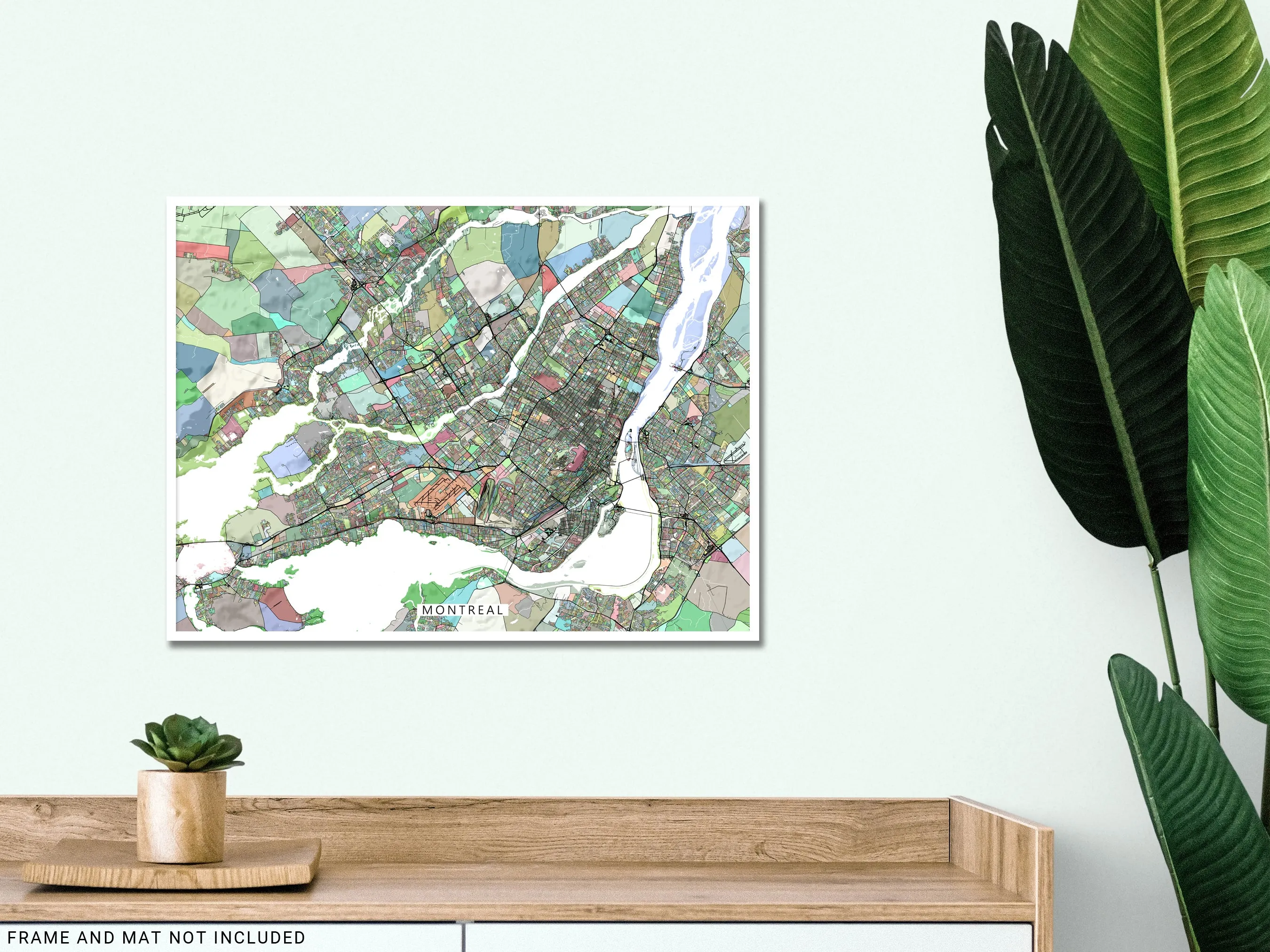 Montreal Map Wall Art Print, Geometric Quebec Canada City Poster Maps