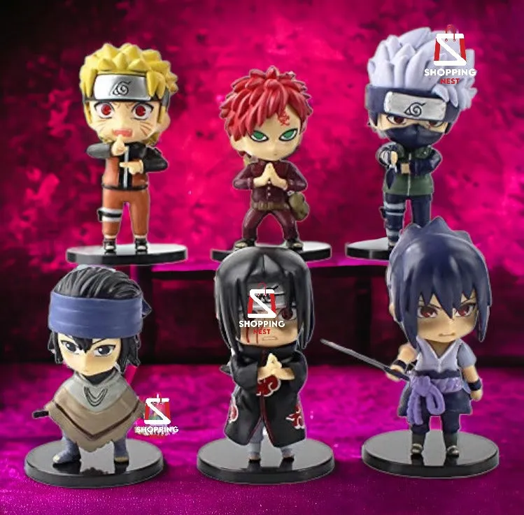 Naruto Chibi Figures (Set of 6) - Set A  Naruto Merchandise for Anime Lovers | Size - 10 cm |