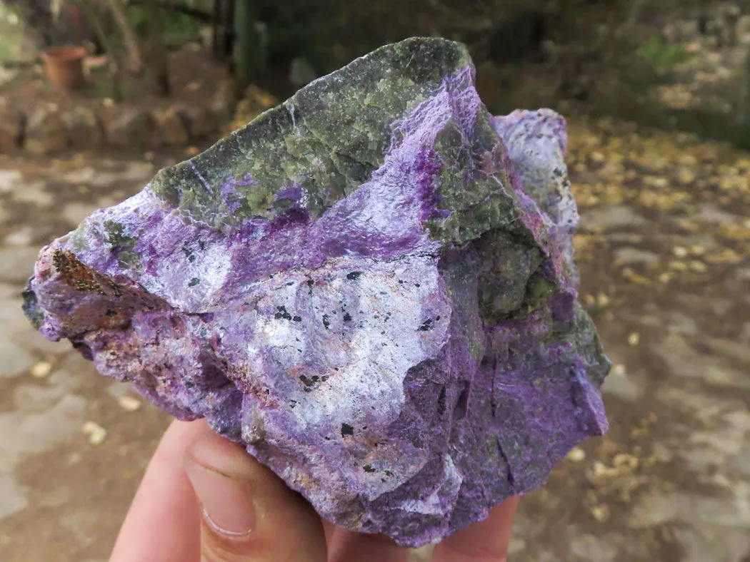 Natural Silky Purple Stichtite With Green Serpentine Specimens x 3 From Barberton, South Africa