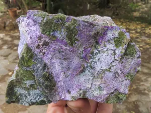 Natural Silky Purple Stichtite With Green Serpentine Specimens x 3 From Barberton, South Africa