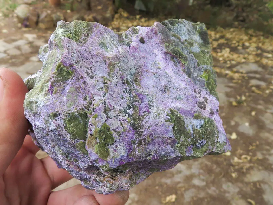 Natural Silky Purple Stichtite With Green Serpentine Specimens x 3 From Barberton, South Africa