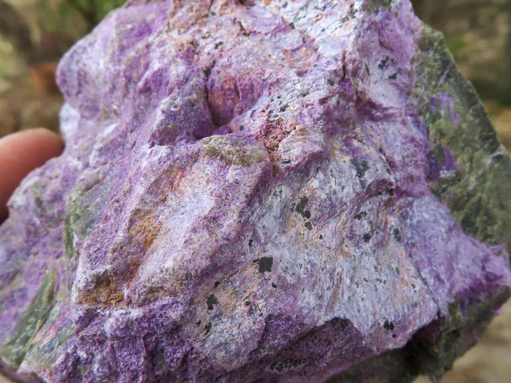 Natural Silky Purple Stichtite With Green Serpentine Specimens x 3 From Barberton, South Africa