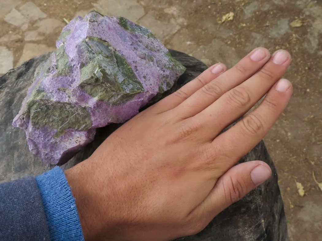 Natural Silky Purple Stichtite With Green Serpentine Specimens x 3 From Barberton, South Africa