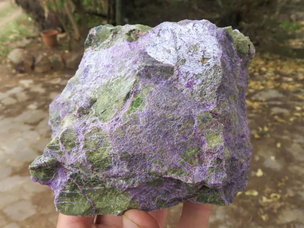 Natural Silky Purple Stichtite With Green Serpentine Specimens x 3 From Barberton, South Africa