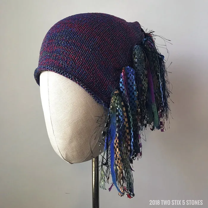 Navy Blue/Wine Metallic Tweed *Funky Chic Hat*