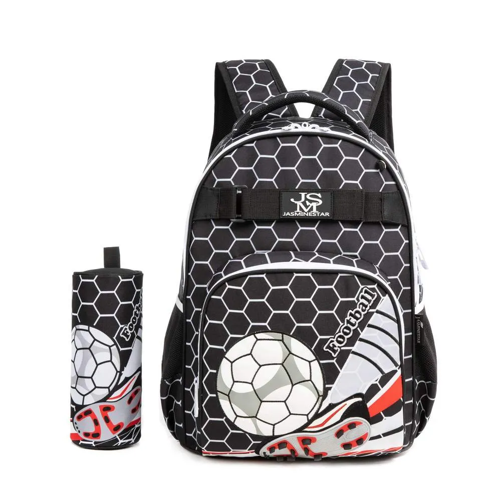 (NET) Football School Bag With Lunch Bag And Pencil Case  Set Of 3 Pcs