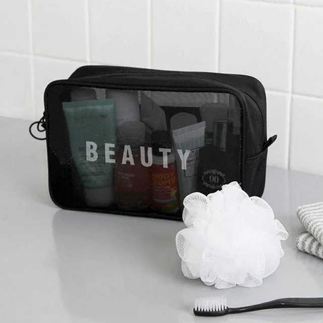 New Travel Storage Bag Mesh Breathable Toiletry Bag Women Men Cosmetic Organizer Portable Makeup Pouch Storage Case