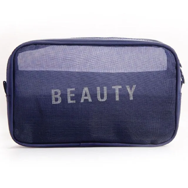 New Travel Storage Bag Mesh Breathable Toiletry Bag Women Men Cosmetic Organizer Portable Makeup Pouch Storage Case