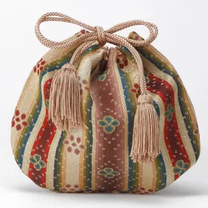 Nishijin-ori Small Drawstring Bag - Flower -,  Made in Kyoto, Japan,  Japanese traditional craft purse