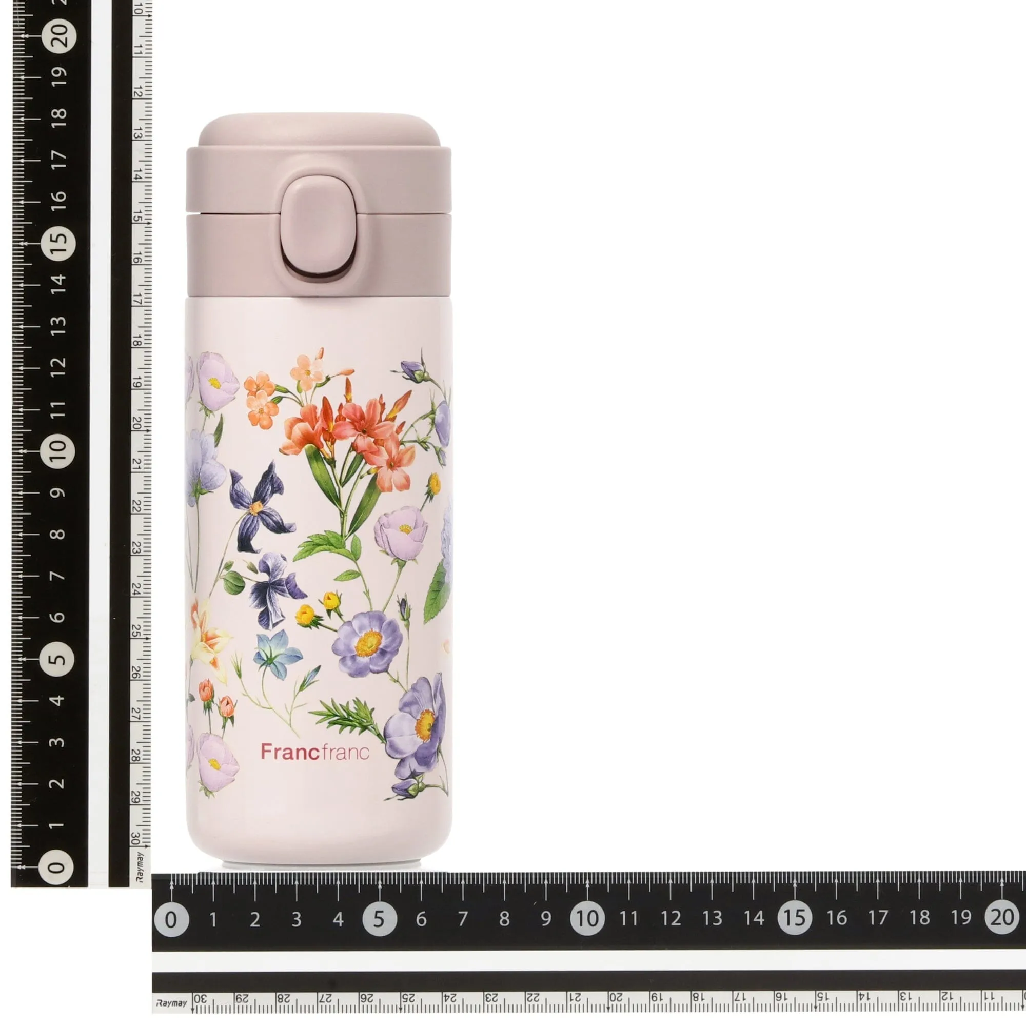 One-Touch Stainless Steel Bottle 350Ml Multi-Flower Pink