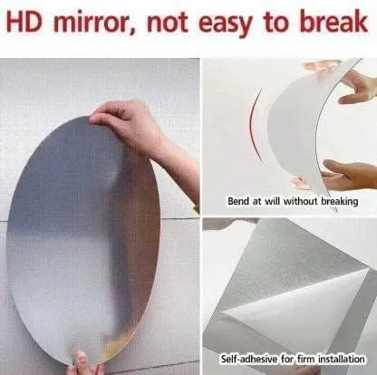 Oval Shape Adhesive Mirror Sticker for Wall on Tiles Bathroom Bedroom Living Room Basin Mirror Bathroom Wall Mirror Stickers Unbreakable Plastic Wall Mirror (Mirror (30 cm x 20 cm) Sticker)