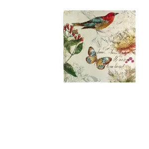 Painting Mantra Bird and Butterfly Canvas Painting for Home Décor Paintings for Wall and Living, Bedroom Decoration,Red (Set of 1, Size - 22x22 Inch)