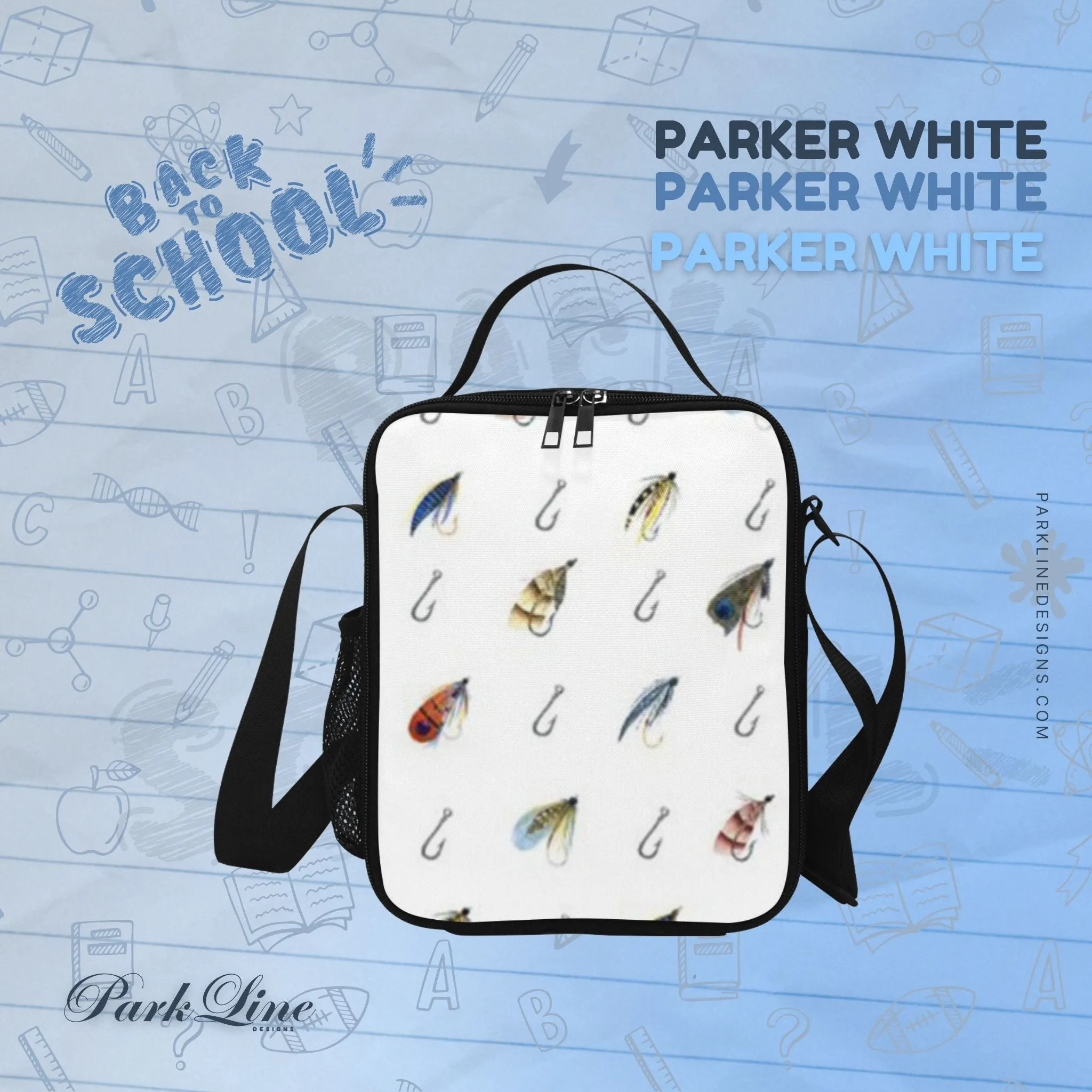 Parker White Lunch Bag for Kids - Durable Nylon, Thermal Insulation