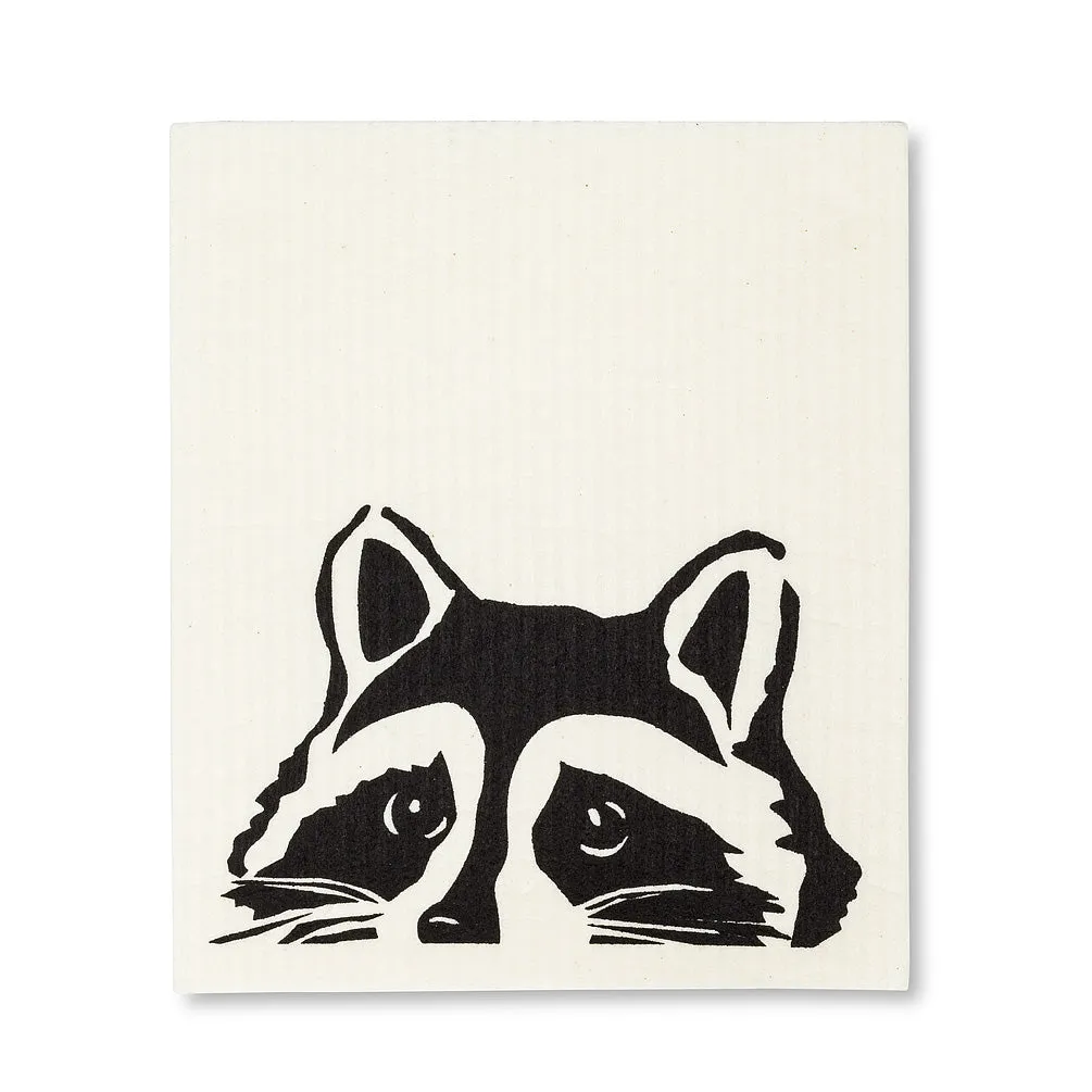 Peeking Raccoon Swedish Dish Cloth - set of 2