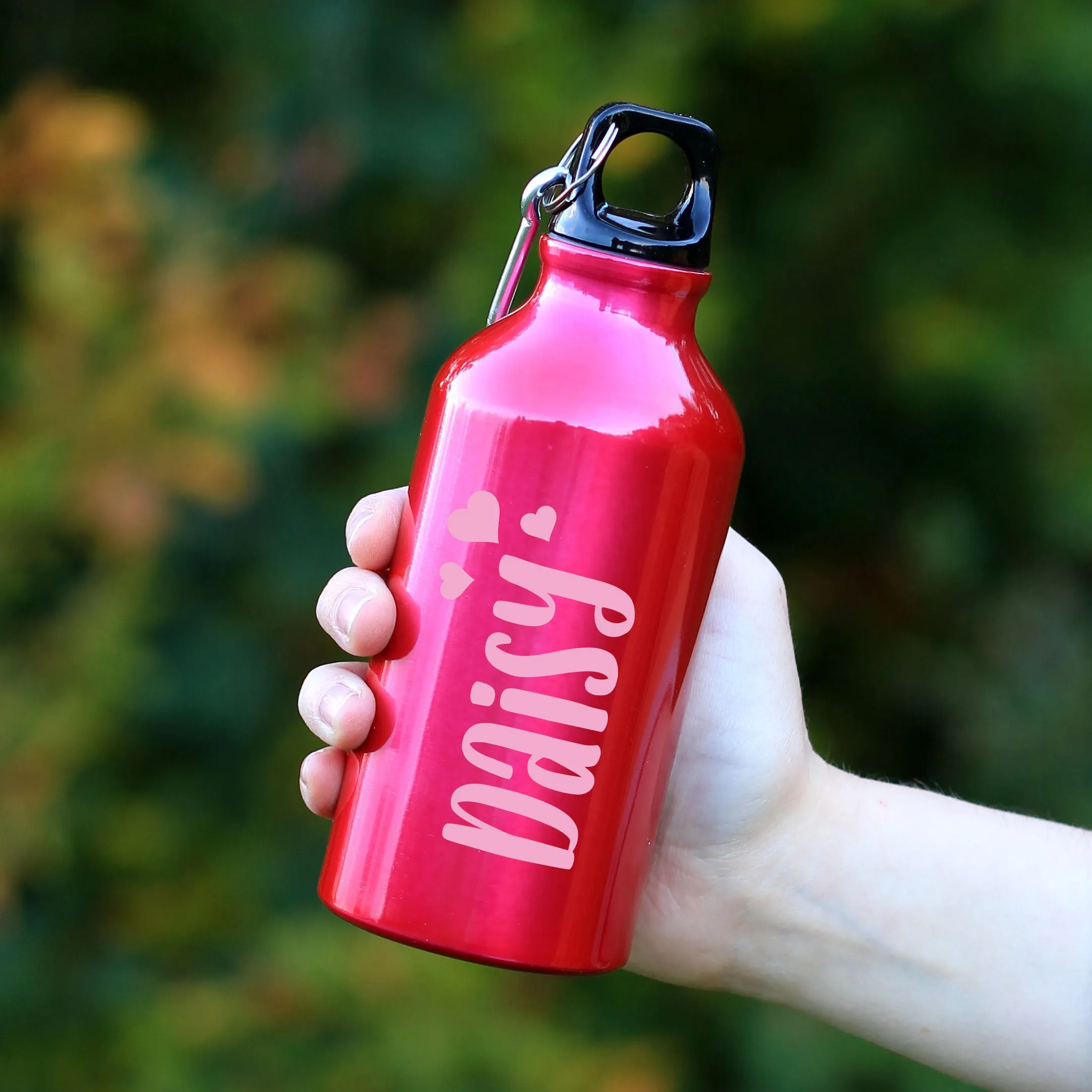 Personalised Kids Water Bottle with Carabiner Clip 400ml