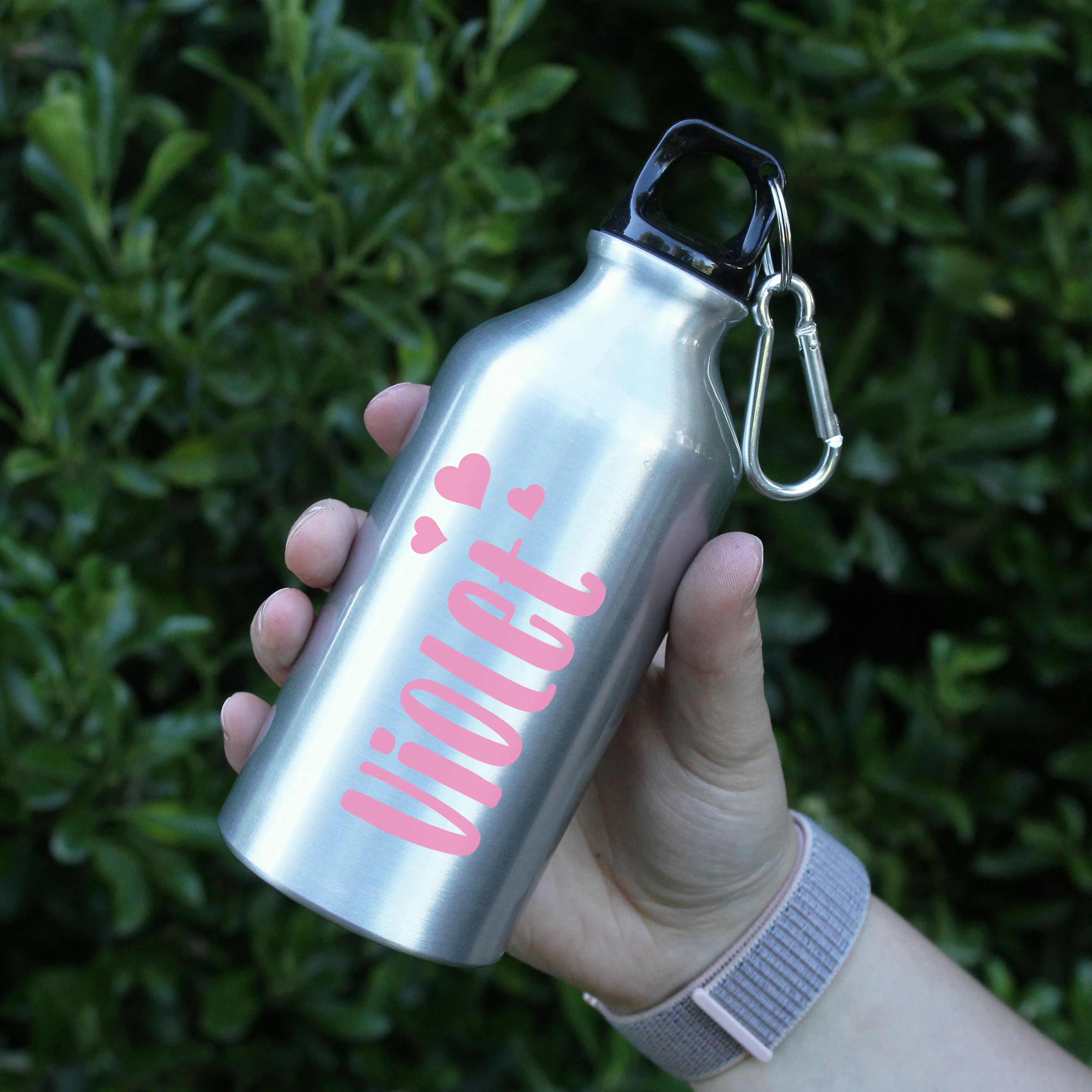 Personalised Kids Water Bottle with Carabiner Clip 400ml