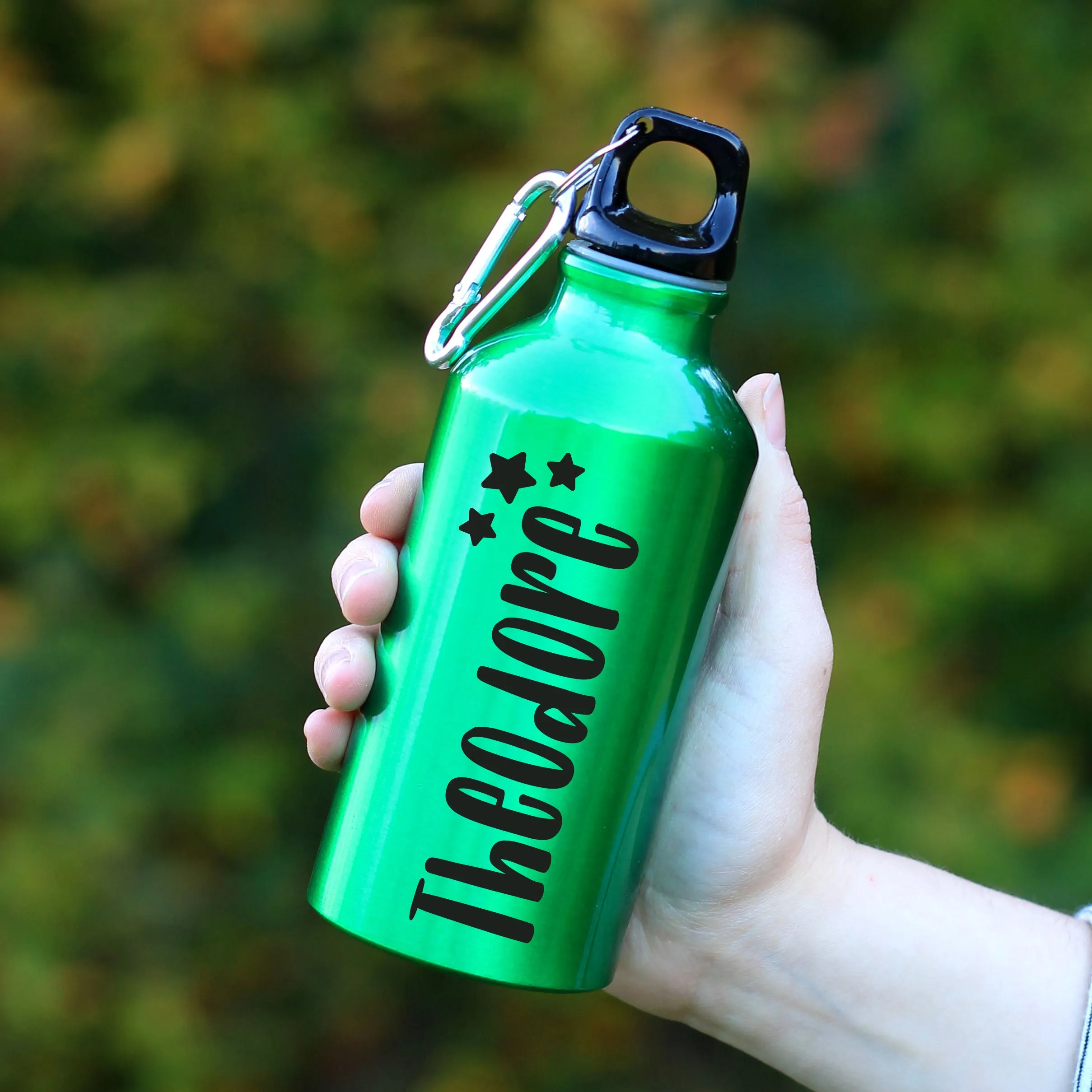 Personalised Kids Water Bottle with Carabiner Clip 400ml