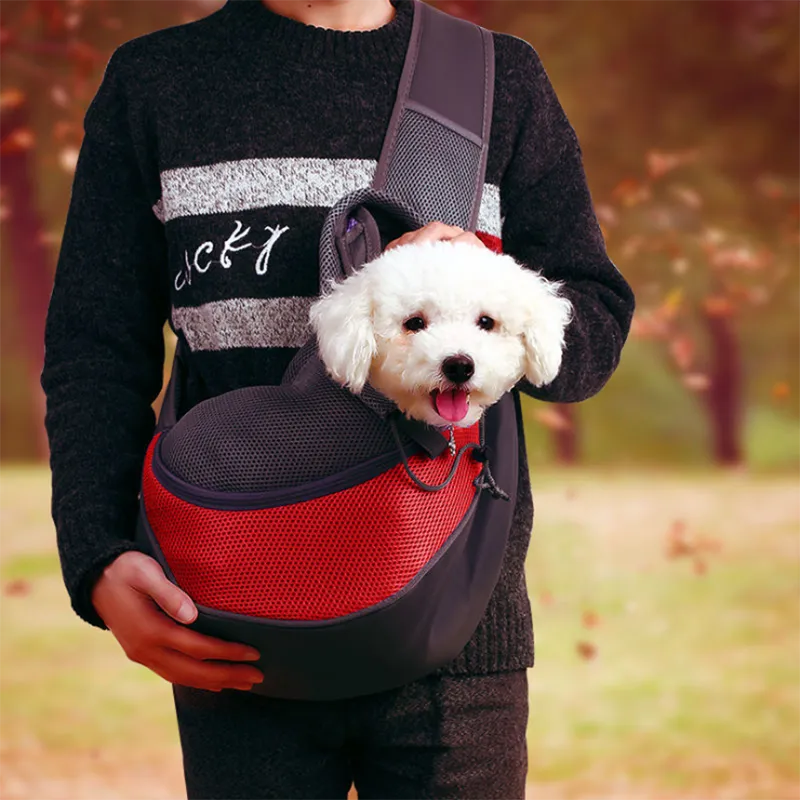 Pet Puppy Dog Carrier Travel Shoulder Bag Mesh Handbag Tote Pouch