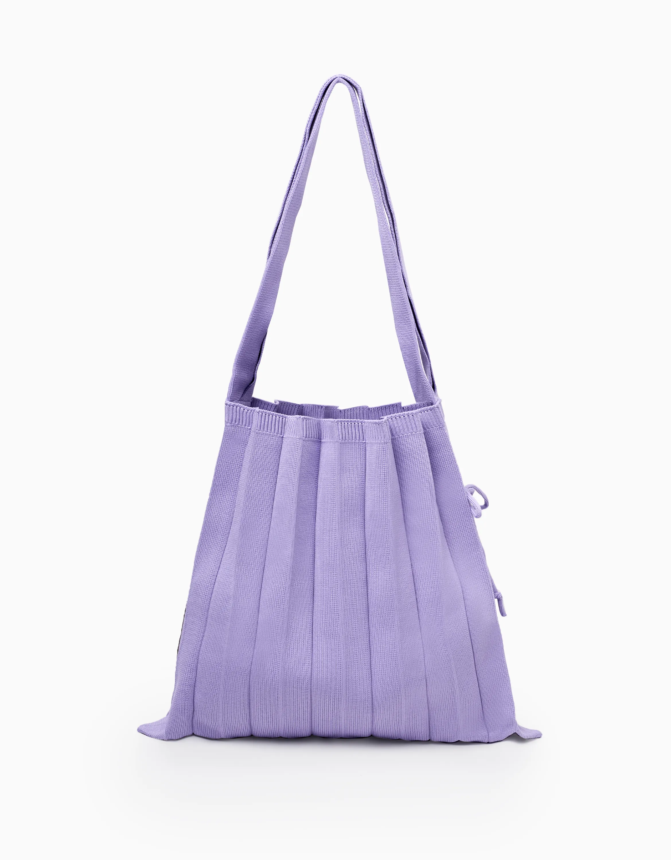 Pleated Knit Foldable Tote Bag