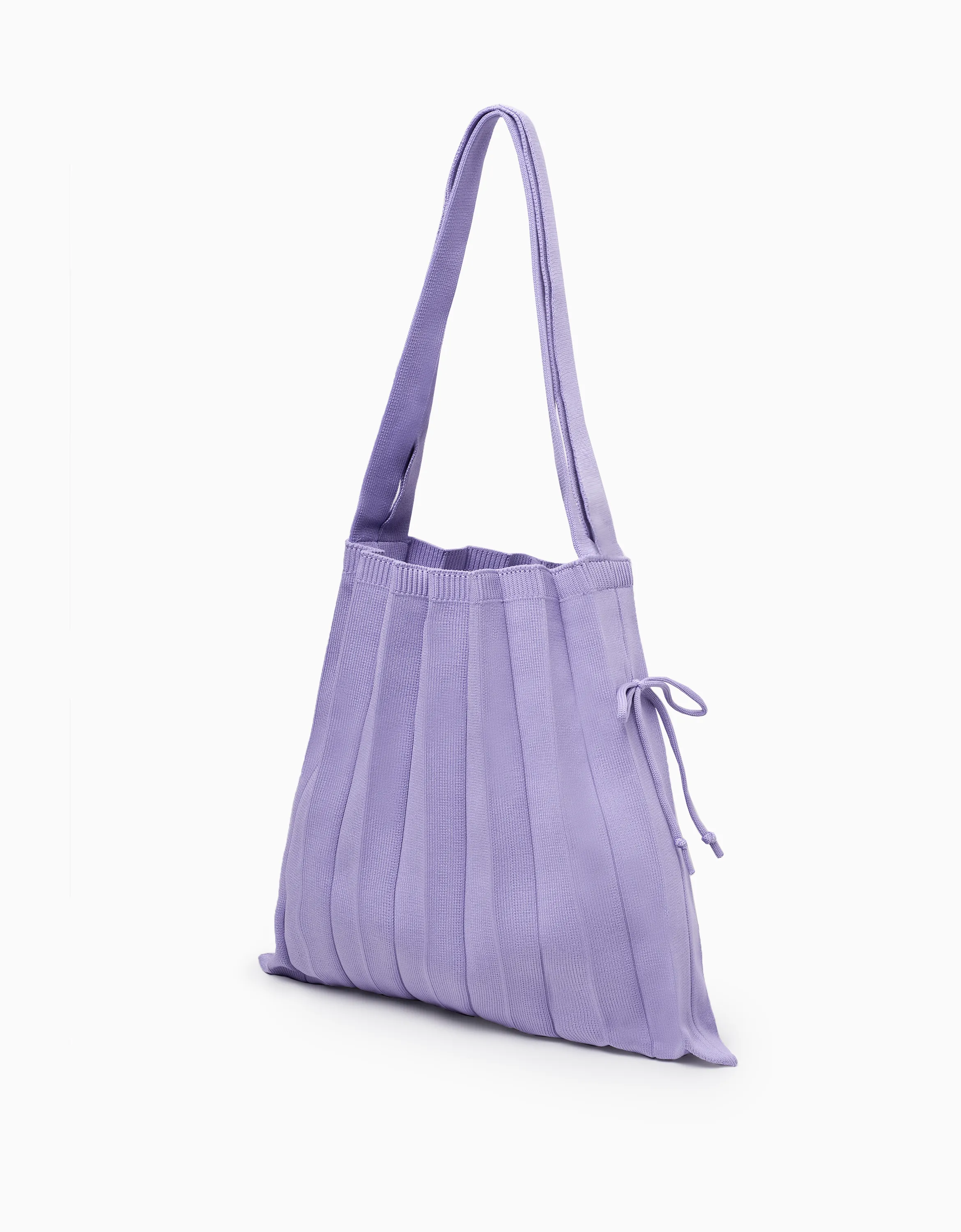 Pleated Knit Foldable Tote Bag