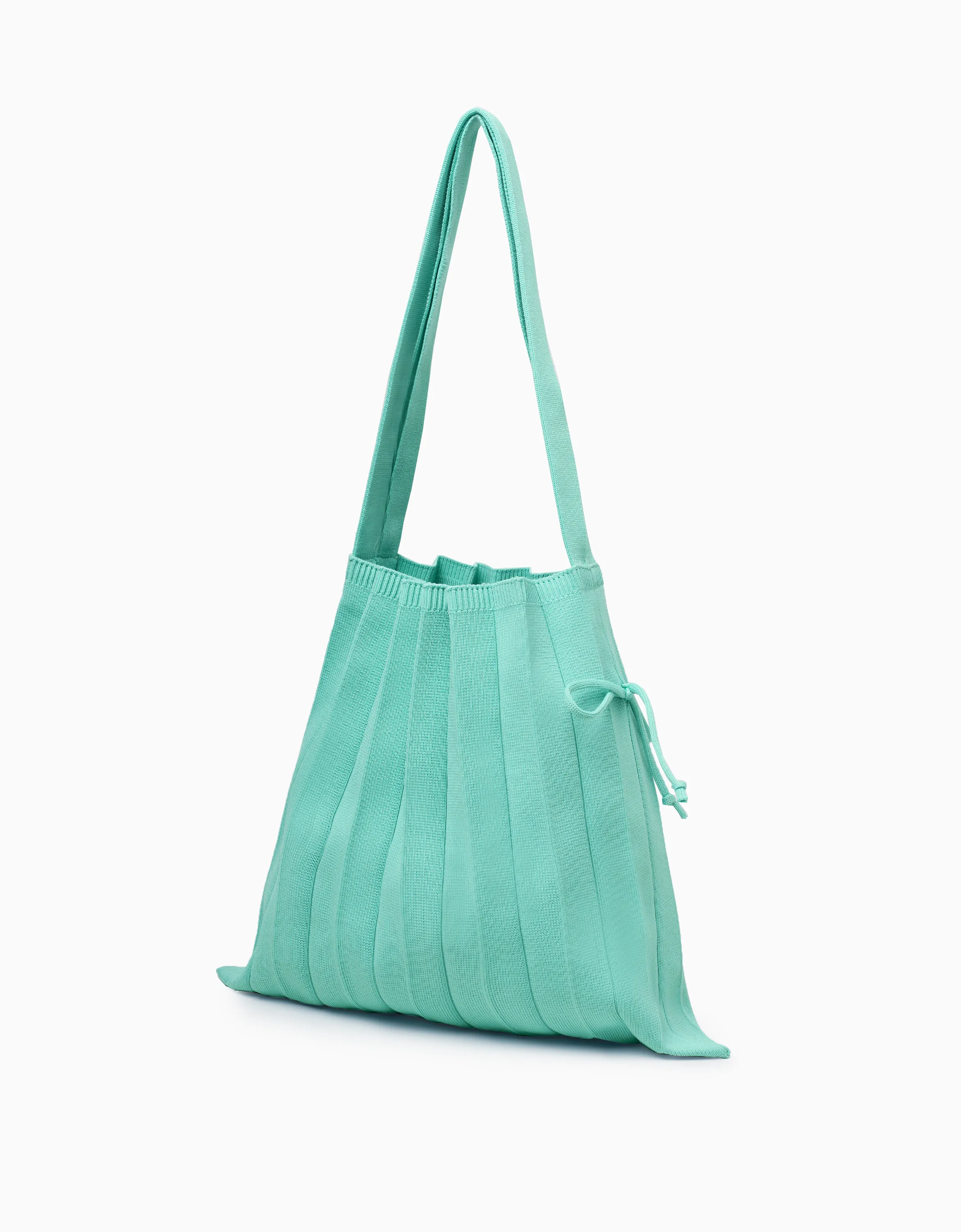 Pleated Knit Foldable Tote Bag