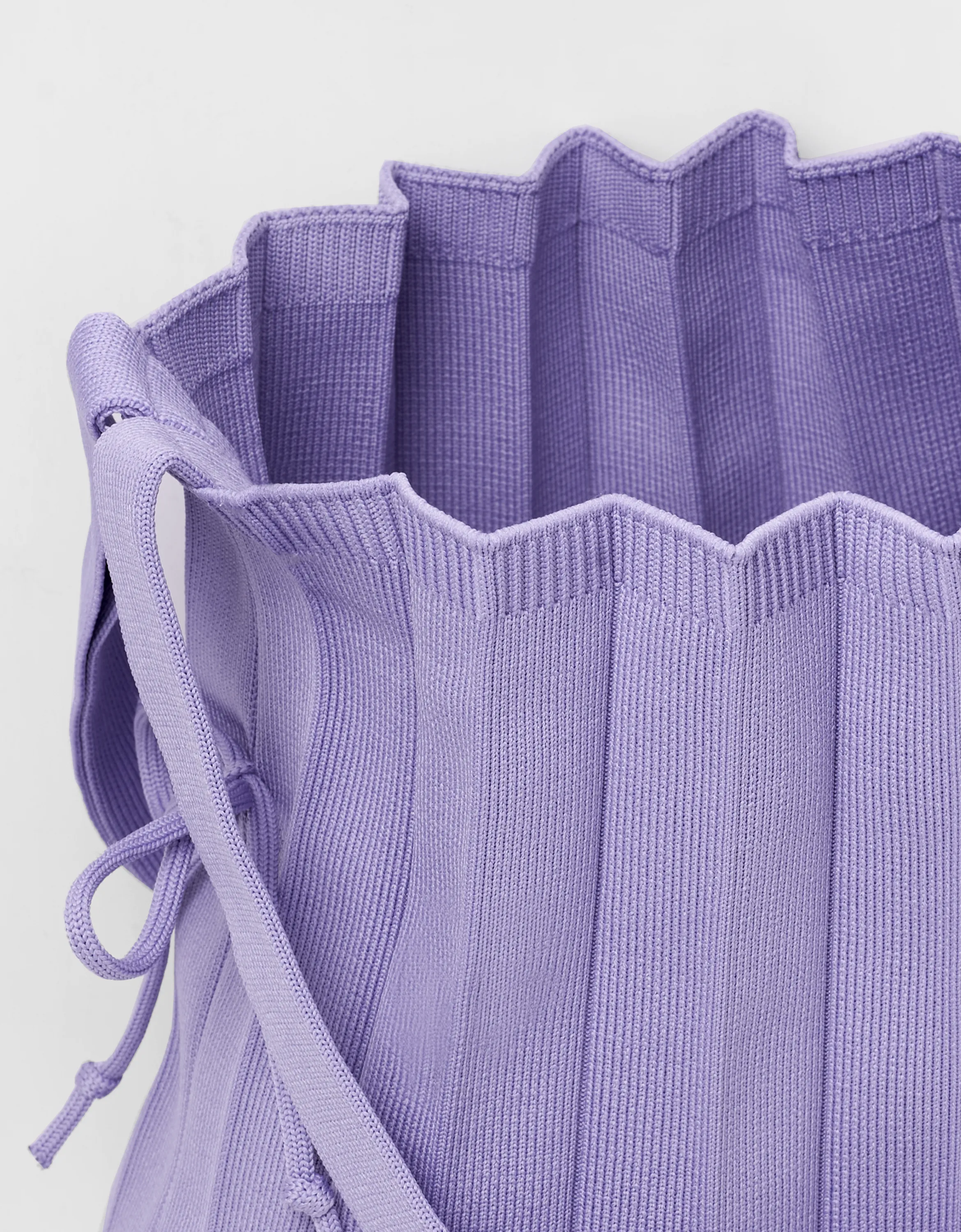 Pleated Knit Foldable Tote Bag