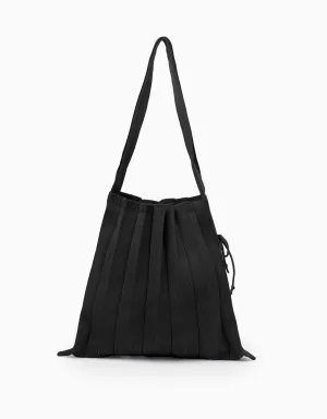 Pleated Knit Foldable Tote Bag