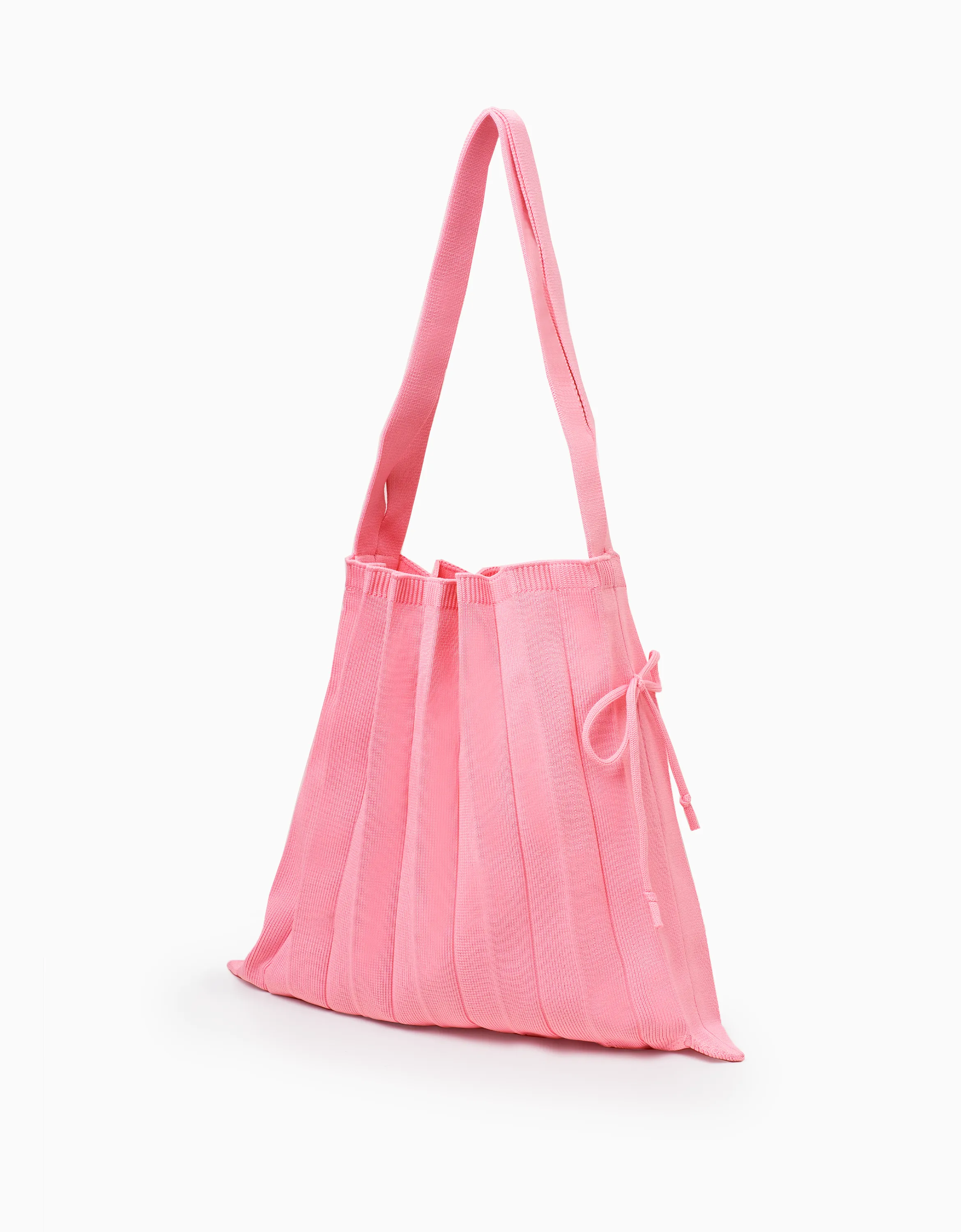 Pleated Knit Foldable Tote Bag