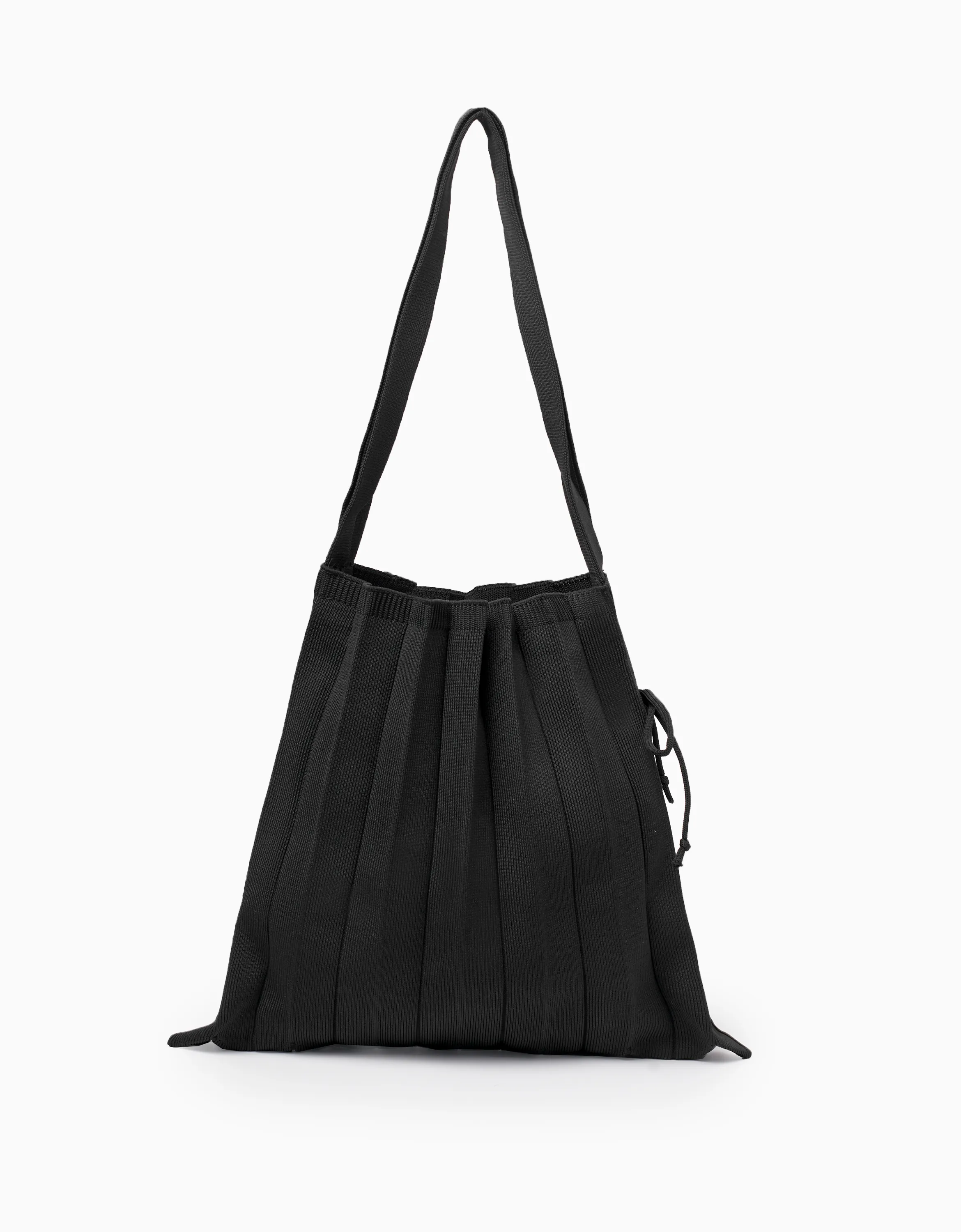 Pleated Knit Foldable Tote Bag