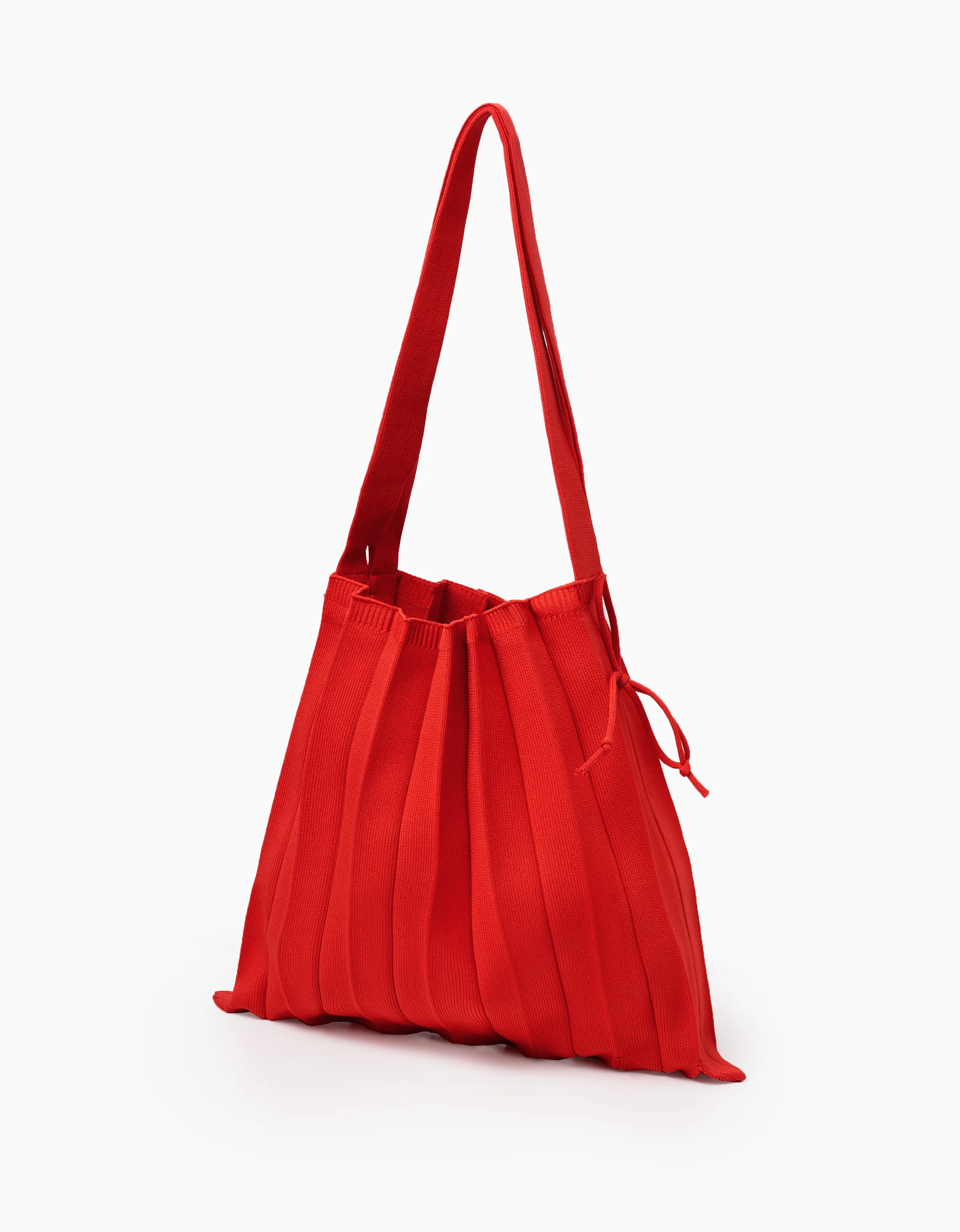 Pleated Knit Foldable Tote Bag