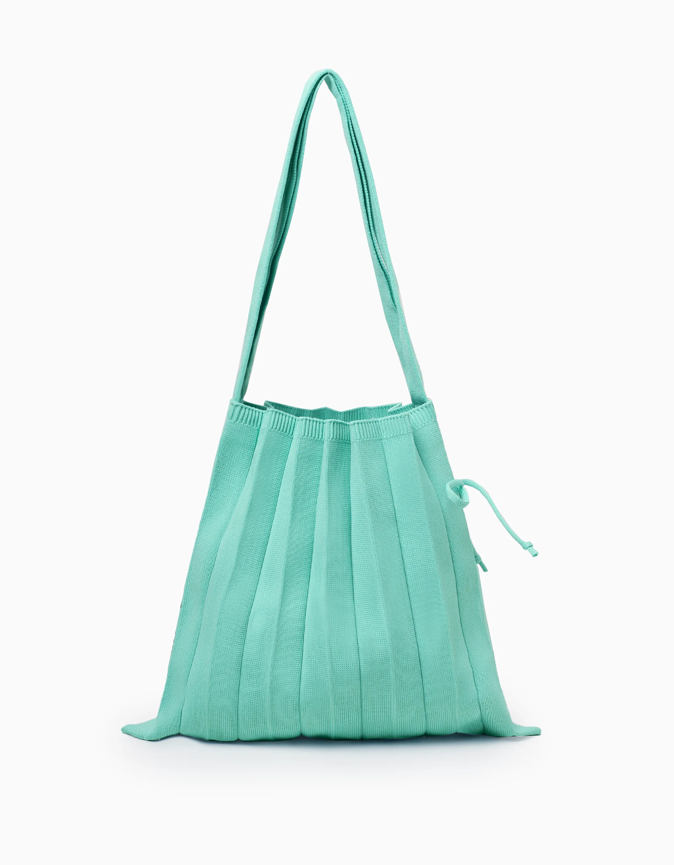 Pleated Knit Foldable Tote Bag