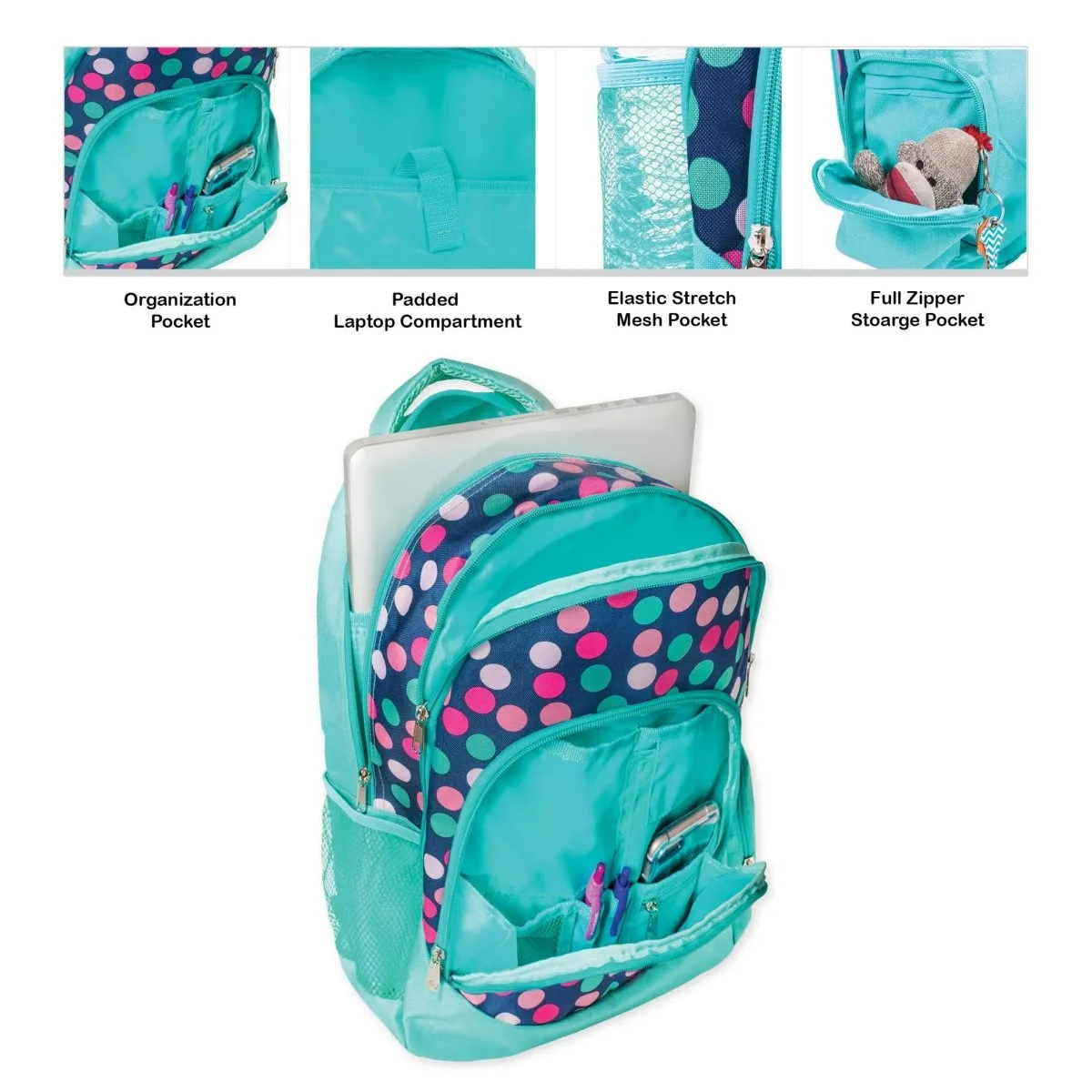 Polka Dot Pattern Backpack & Lunchbag Set