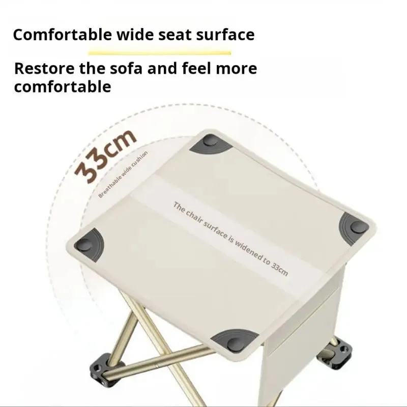 Portable Folding Camping Stool with Large Storage Bag, Carbon Steel Frame