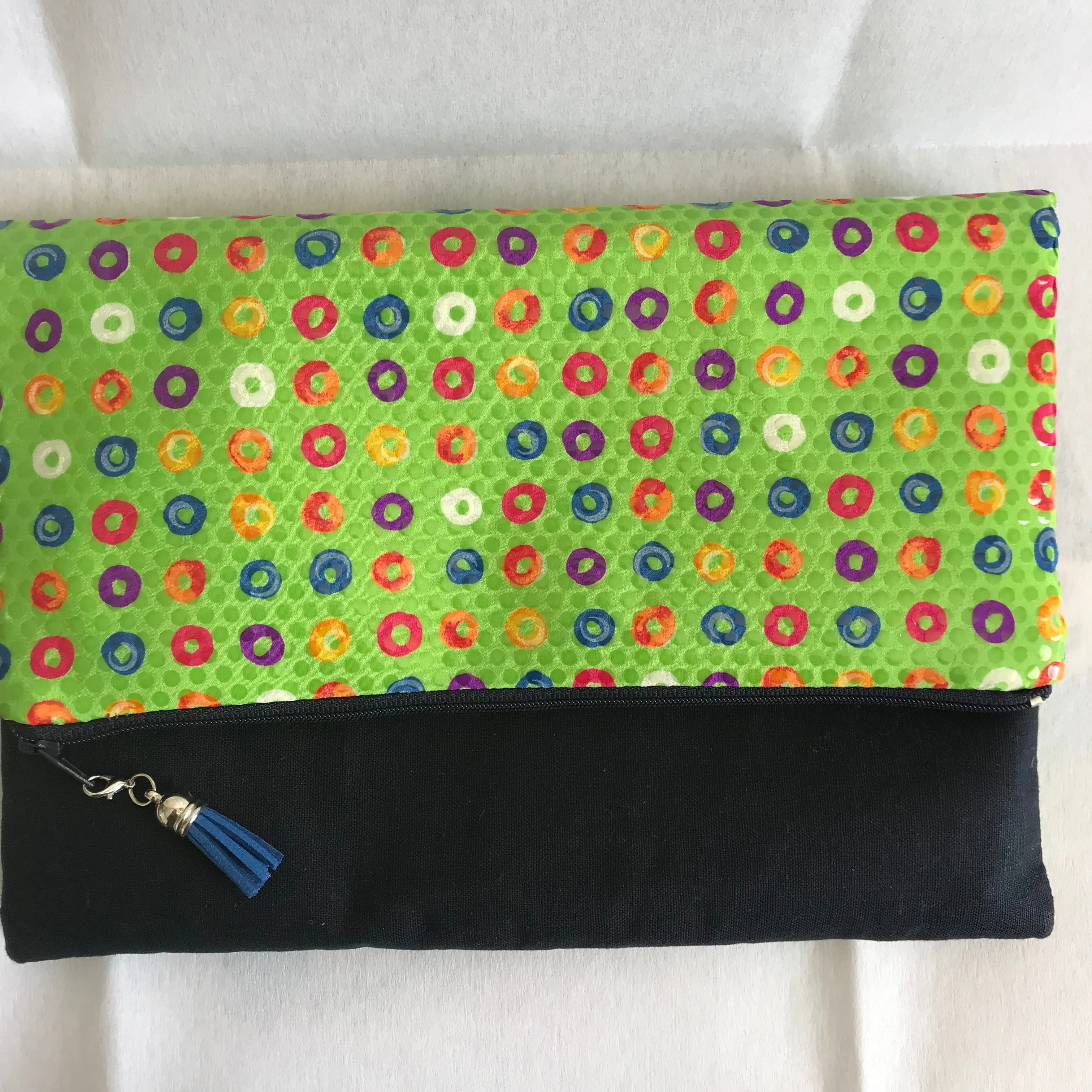 Pure Silk & Linen Clutch Bag - Green/Navy