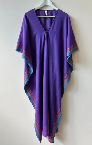 Purple Cotton Caftan with multi border