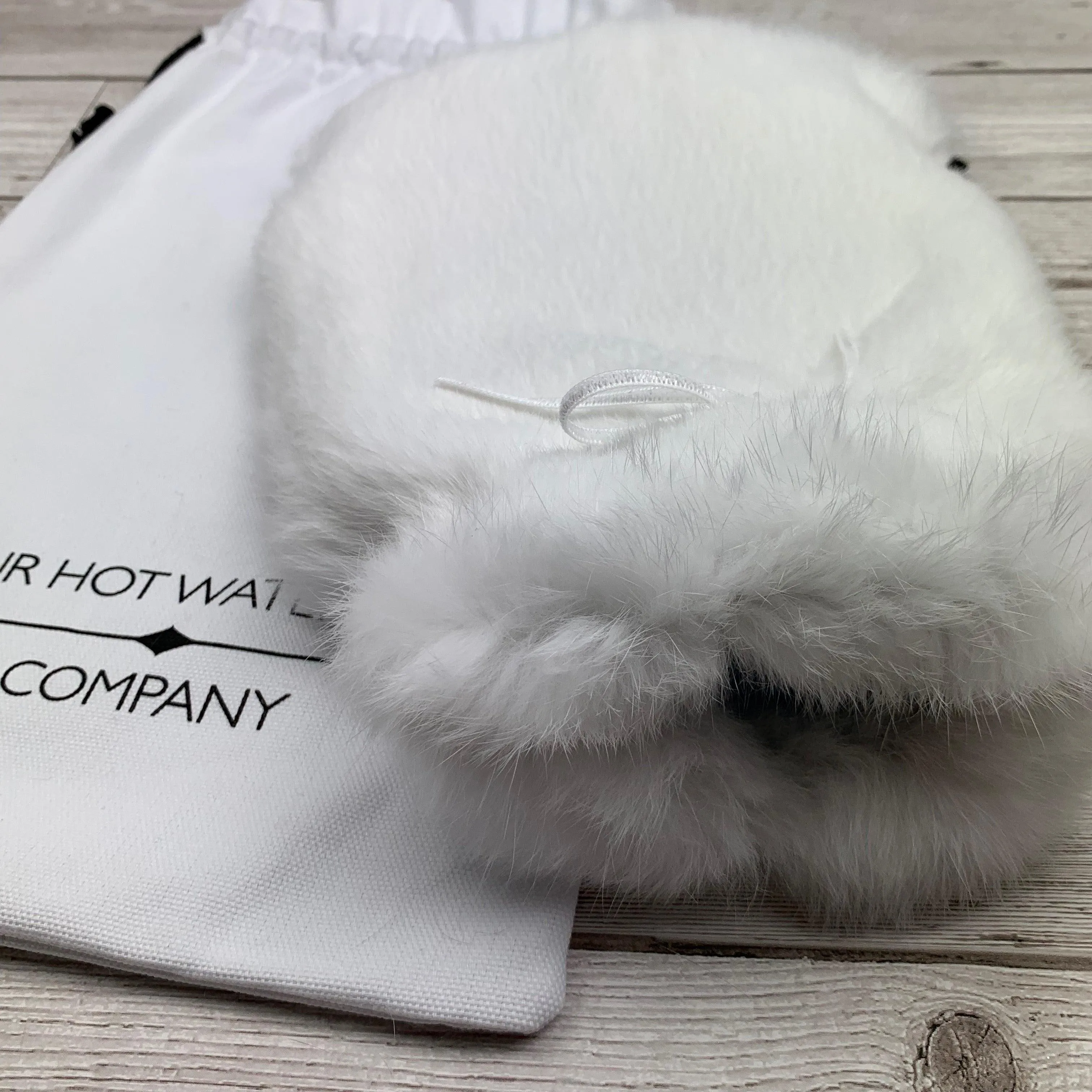 Rabbit Fur Hot Water Bottle - Small - Winter White