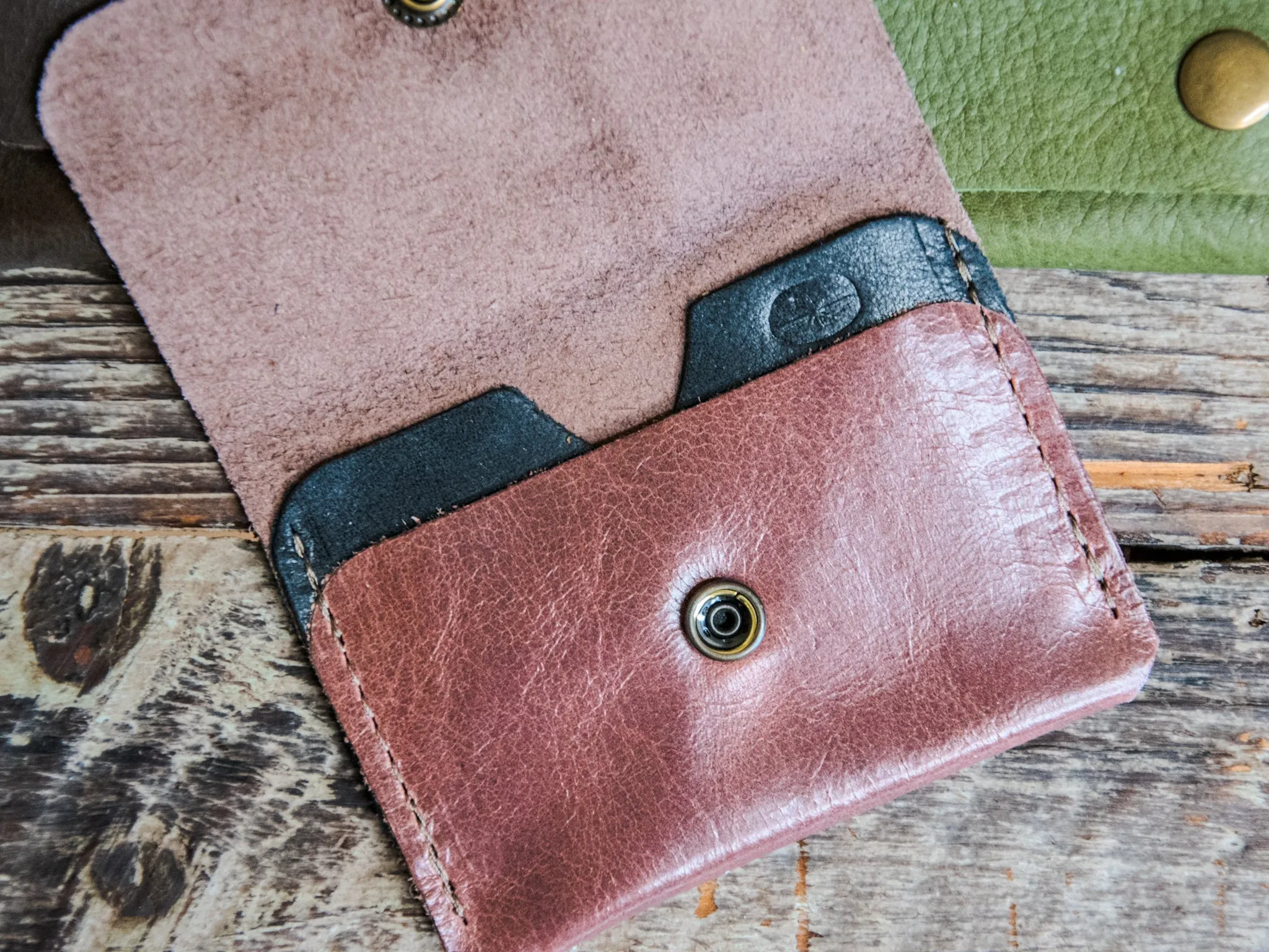 Ready to ship | Leather Card Wallet | Two-tone Wallet | Card Holder | one of a kind | multi