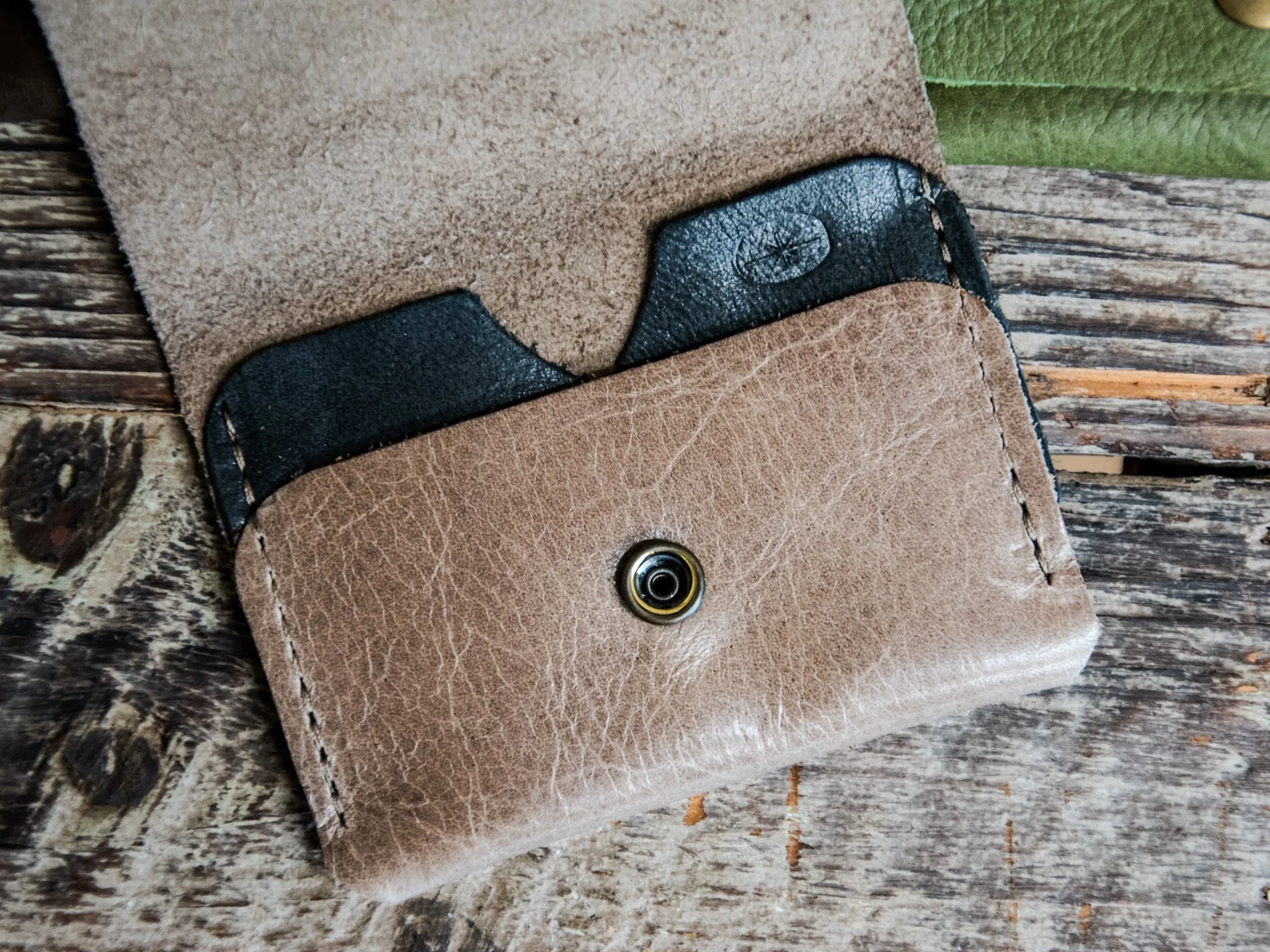 Ready to ship | Leather Card Wallet | Two-tone Wallet | Card Holder | one of a kind | multi