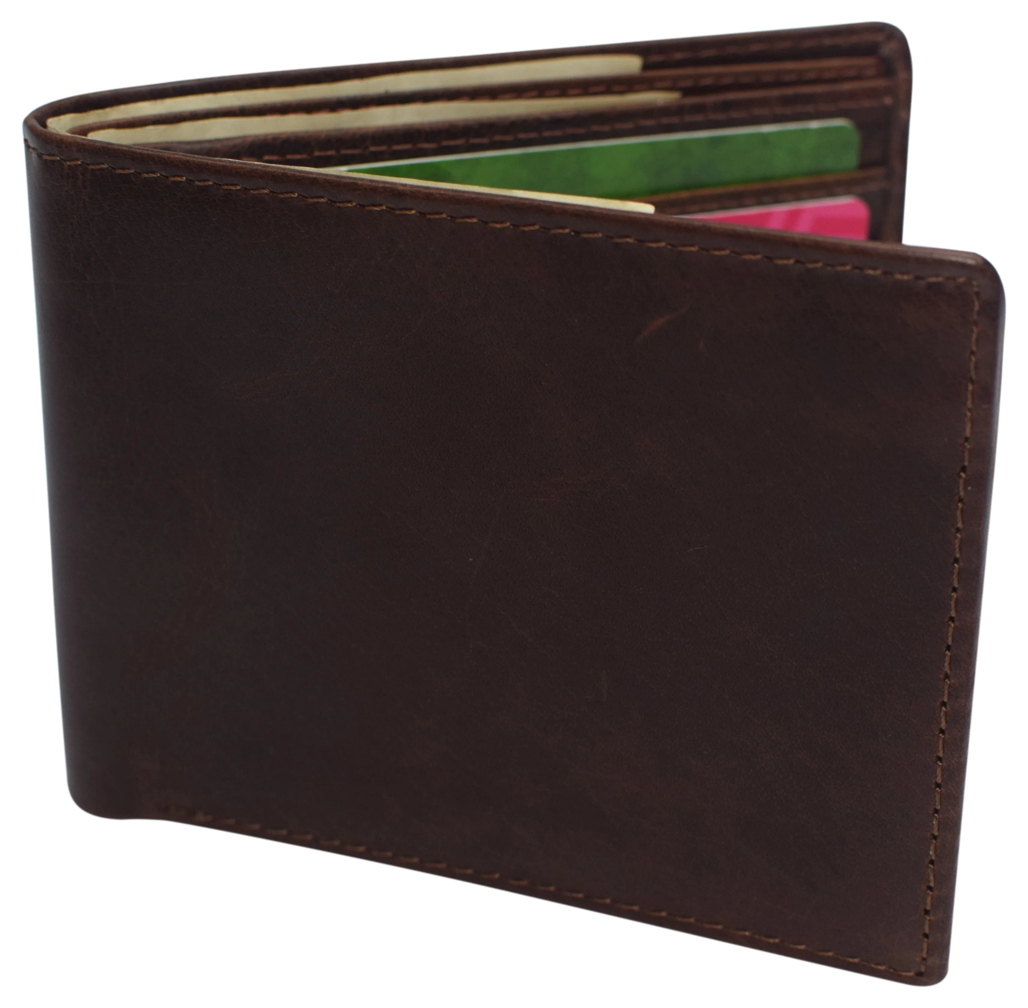 Real Leather Mens Slim Bifold Wallet RFID Blocking Front Pocket Wallets for Men