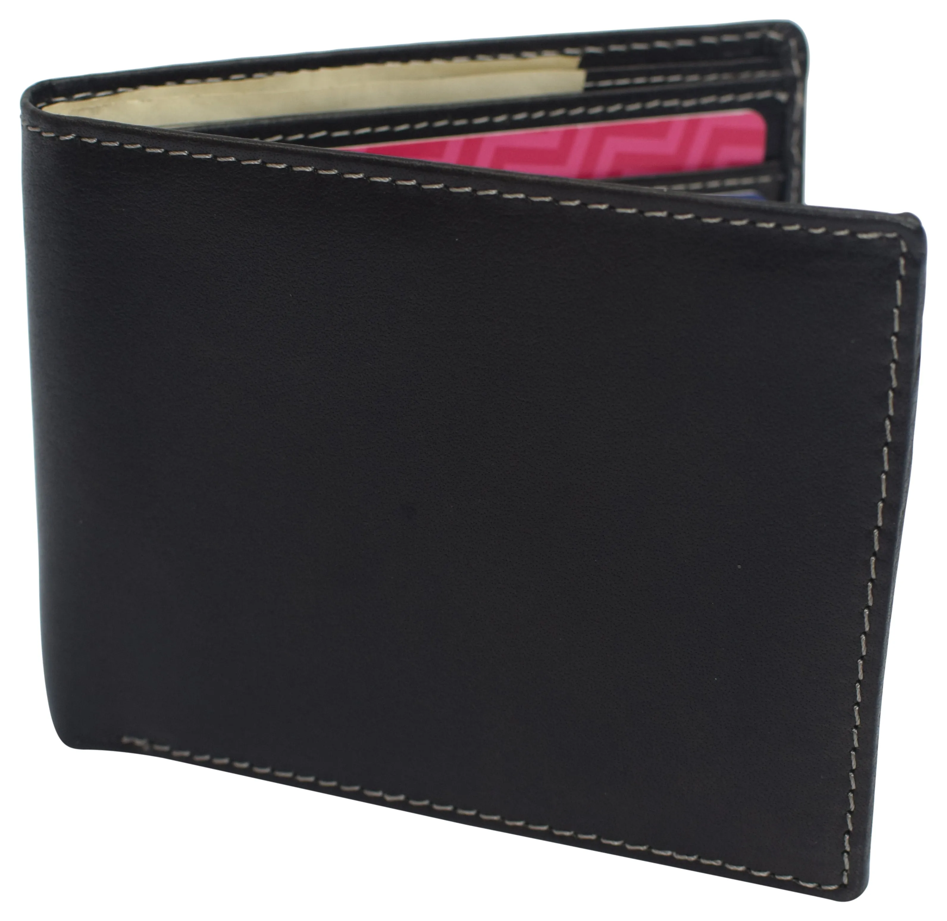 Real Leather Mens Slim Bifold Wallet RFID Blocking Front Pocket Wallets for Men