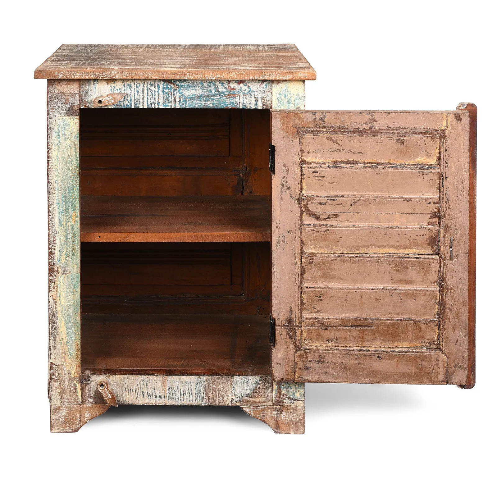 Reclaimed Teak Louvre Bedside Cabinet