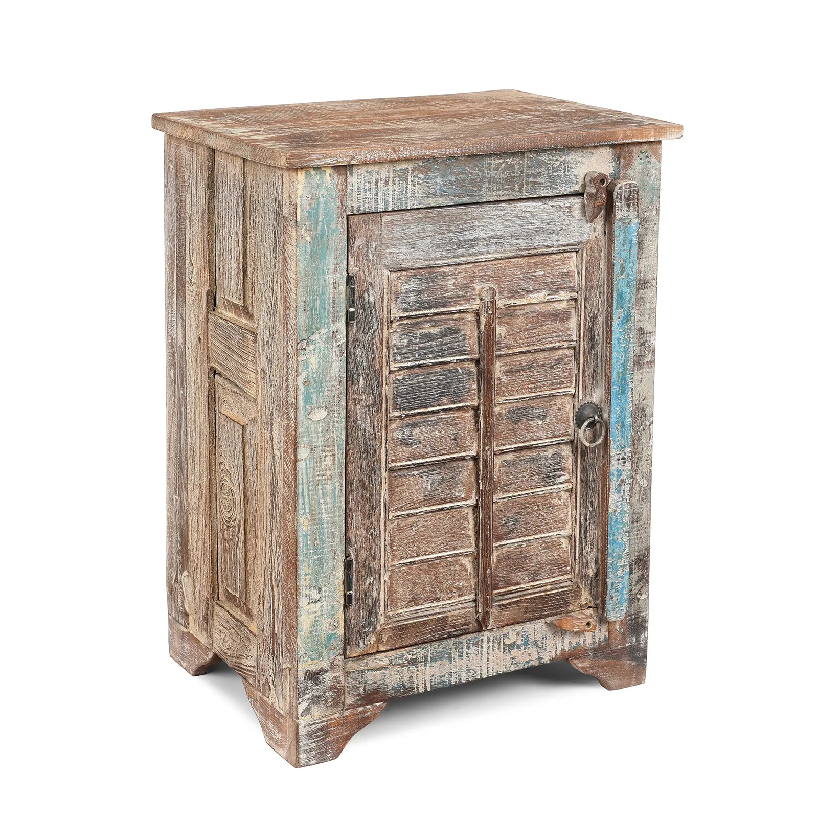 Reclaimed Teak Louvre Bedside Cabinet